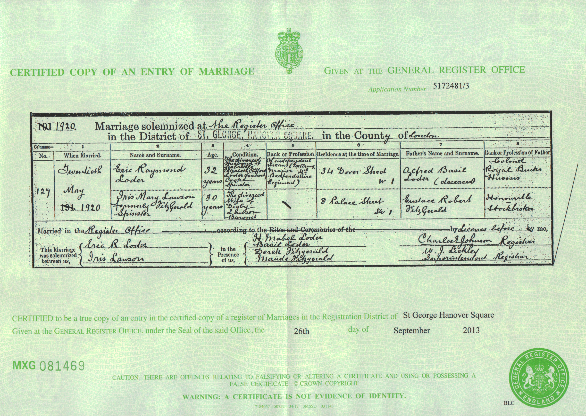 Marriage Certificate « Gabrielle Ray
